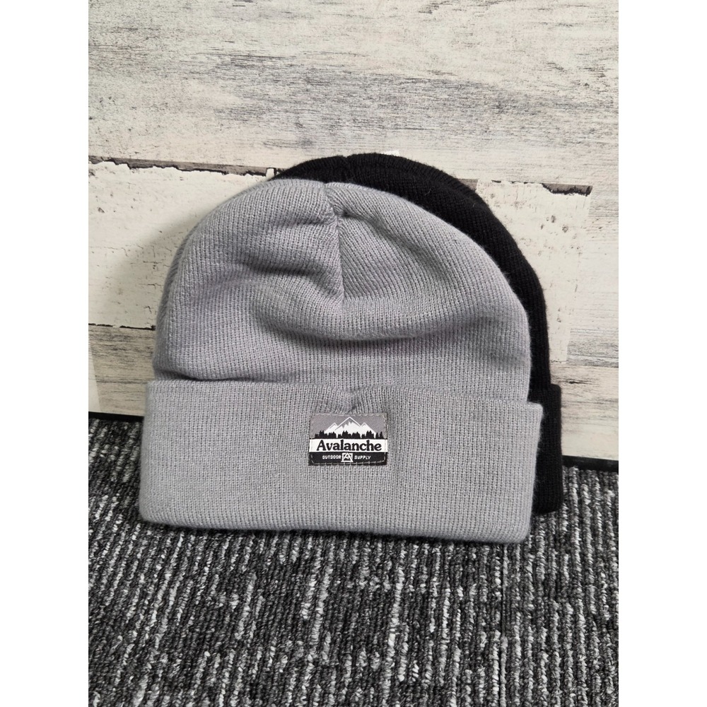 Avalanche Outdoor Supply Knit Beanie Hats (Gray & Black) NWT
